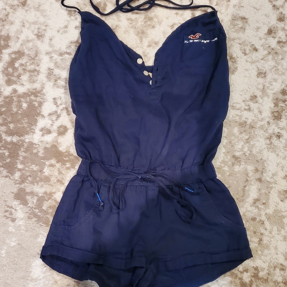 Hollister Girls Navy Blue Spaghetti Strap Halter Romper Size Xs